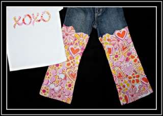 Custom Resell Boutique White XOXO Top Tee Shirt Heart Patch Denim 