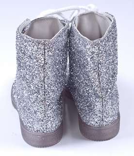   silver glitter hi top pageant show dance boots size girls size 10