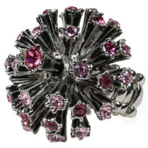  Fun Pink CZ Studded Dome Stretch Bling Ring Jewelry