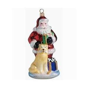  Blown Glass Labrador Retriever and Santa Ornament