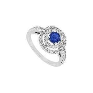  Blue Sapphire and Diamond Ring  14K White Gold   1.75 CT 