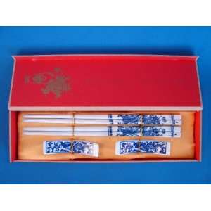    Porcelain Chopsticks with Pictures of Blue Dragons 