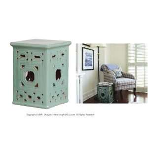 Pale Turquoise Square Lattice Stool * As Featured at Shutters Hotel 