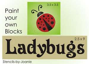 STENCIL Ladybug Love Summer Fly Away Garden Sign Blocks  