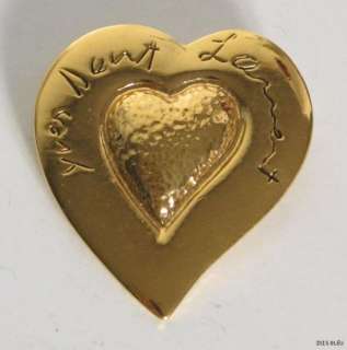 Exquisite goldtone YVES SAINT LAURENT heart PIN  