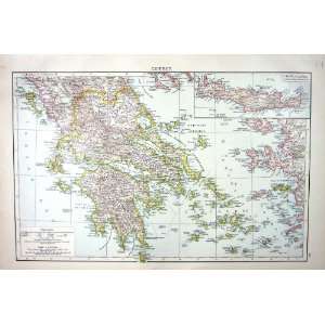  ANTIQUE MAP c1897 GREECE CRETE CANDIA SPORADES CYCLADES 
