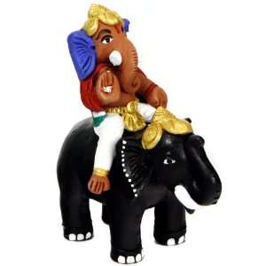  Terra cotta Ganesh Statue on an Elephant 