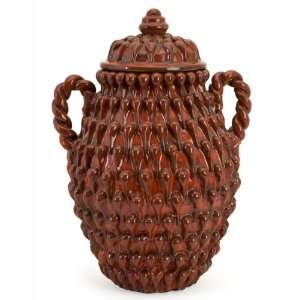 22.75 Cajun Red & Brown Textured Terracotta Bon Temps Two Handled Jar 