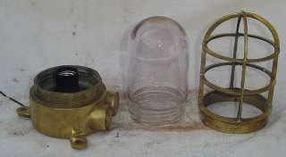 Original Polished Brass Engine Room Ceiling Mounted Nautical Light 