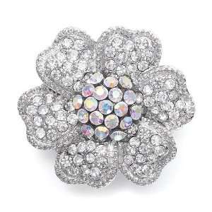  Crystal Flower Stretch Ring with AB Center Everything 