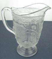 Antique Old EAPG Sunflower Footed Clear Glass Pitcher  