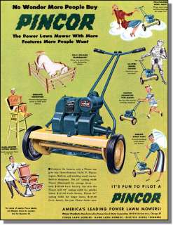 1949 Pincor Self Propelled Reel Lawn Mowers, Print Ad  