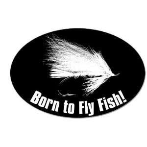  Oval Born to Fly Fish Sticker 