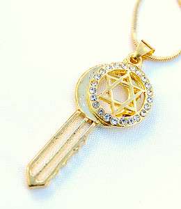 Necklace & Star of David / Key pendant rhodium ISRAEL  
