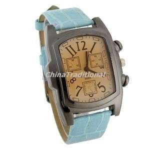  Women Girls Watch Blue   Leather strap and dark brown dial 