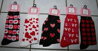 NWT Ladies Valentine Crew Socks ~Choice of 5 Different Styles~ Sz 9 11 