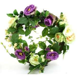  Violet Tea Rose Wreath Case Pack 3   754924