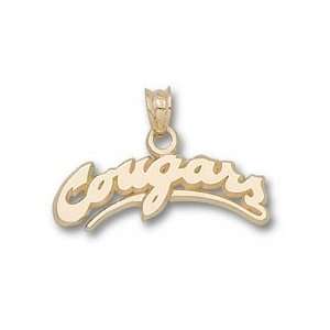 Washington State Cougars Arched Cougars 5/16 Pendant   14KT Gold 