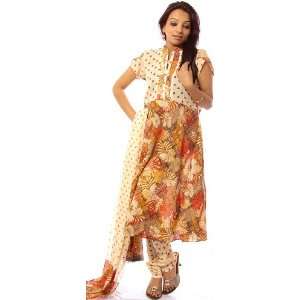  Beige Choodidaar Suit with Modern Print and Bootis 