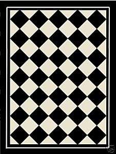 Classic Black & White Diamond Floorcloth Floor Cloth Rug  