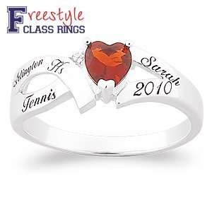    Ladies Sterling Silver Split Band Heart Class Ring Jewelry