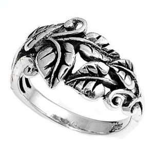  Sterling Silver Ring   Leaf Design   3mm Band Width and 