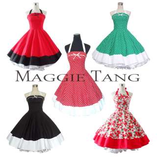 50s 60s VTG Pinup Rockabilly Polka Dot Swing Full Skirt Dress 4 Costum 