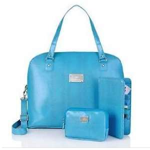 Joy Mangano Madison Avenue Handbag with Travel Wallet and Clutch (Blue 
