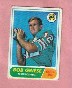 1968 TOPPS HOF ROOKIE 196 BOB GRIESE DOLPHINS  