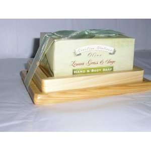 Wood Soap Dish, Olive, Lemon Grass & Sage Hand and Body Soap, Gift Set