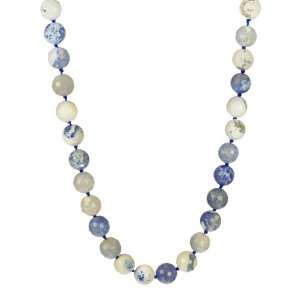    Blue Ice Agate Necklace with Sterling Silver Clasp 18 Jewelry