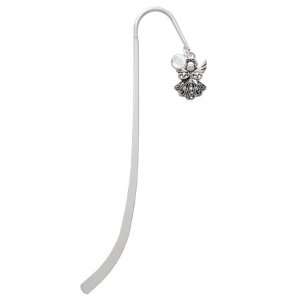  Silver Angel Silver Plated Charm Bookmark with Clear 