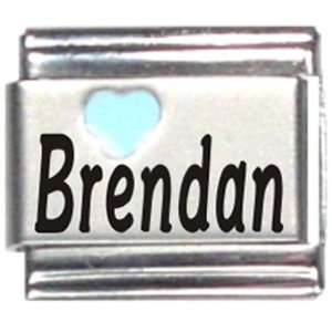  Brendan Light Blue Heart Laser Name Italian Charm Link 