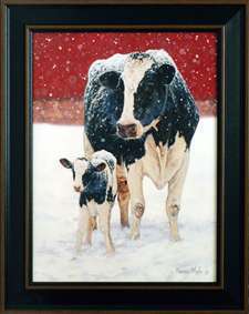 First Christmas by Bonnie Mohr Framed Print Cow & Calf  