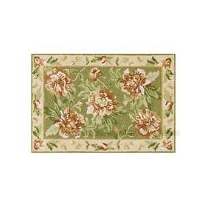  Marianna Green Hooked Wool Floral Rug