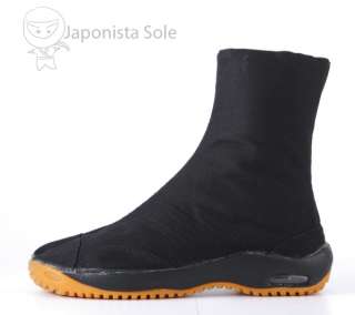 Japanese Jika Tabi Boots AIR JOG 6   Japanese Sole #11 (Black, White 