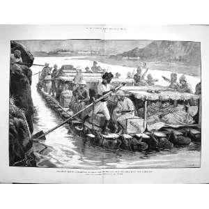  1880 WAR AFGHANISTAN BRITISH SOLDIERS BOAT CABUL RIVER 