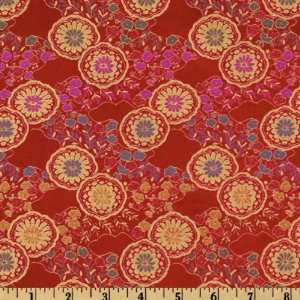  44 Wide Chinese Brocade Floral Forbidden Red Fabric By 