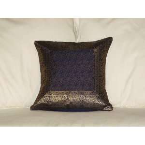  Navy Paisley   Silk Brocade Cushion Cover