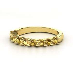  Nine Gem Band Ring, 14K Yellow Gold Ring with Citrine 
