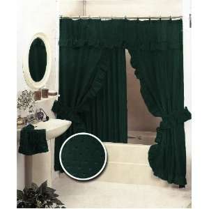  New Double Swag Fabric Shower Curtain Set Hunter Green 