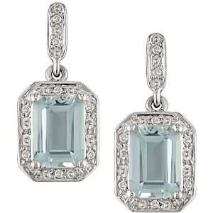  10K White Gold Aquamarine and Diamond Earrings Jewelry