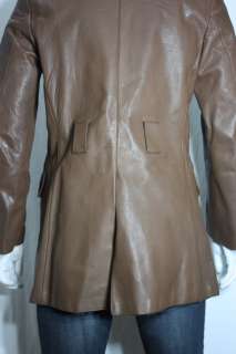 Vintage Mens Thick Leather Fitted Peacoat Jacket Small to Small Medium 