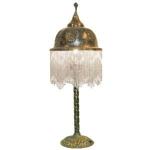  Syrian beaded lamp   12x31 high   Antique brass white 