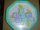 Package of 8 Plastic Coated 7 Paper Cake Block Plates Babys 1st 
