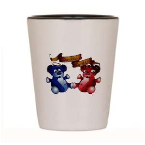  Shot Glass White and Black of Double Trouble Bears Angel 