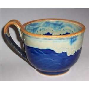  Blue Wave Pottery Chowder Mug with Handle Kitchen 