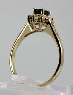 SWANKY .65CT OVAL EMERALD DIAMOND HALO STAR RING 14K YELLOW GOLD 