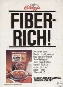 1983 Kelloggs Bran Flakes Cereal Bowl Spoon Vintage Ad  