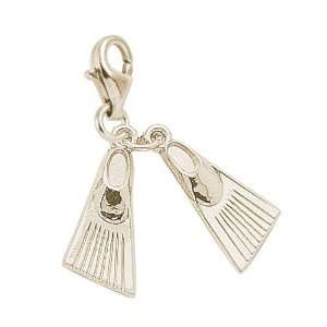  Rembrandt Charms Swim Fins Charm with Lobster Clasp, Gold 